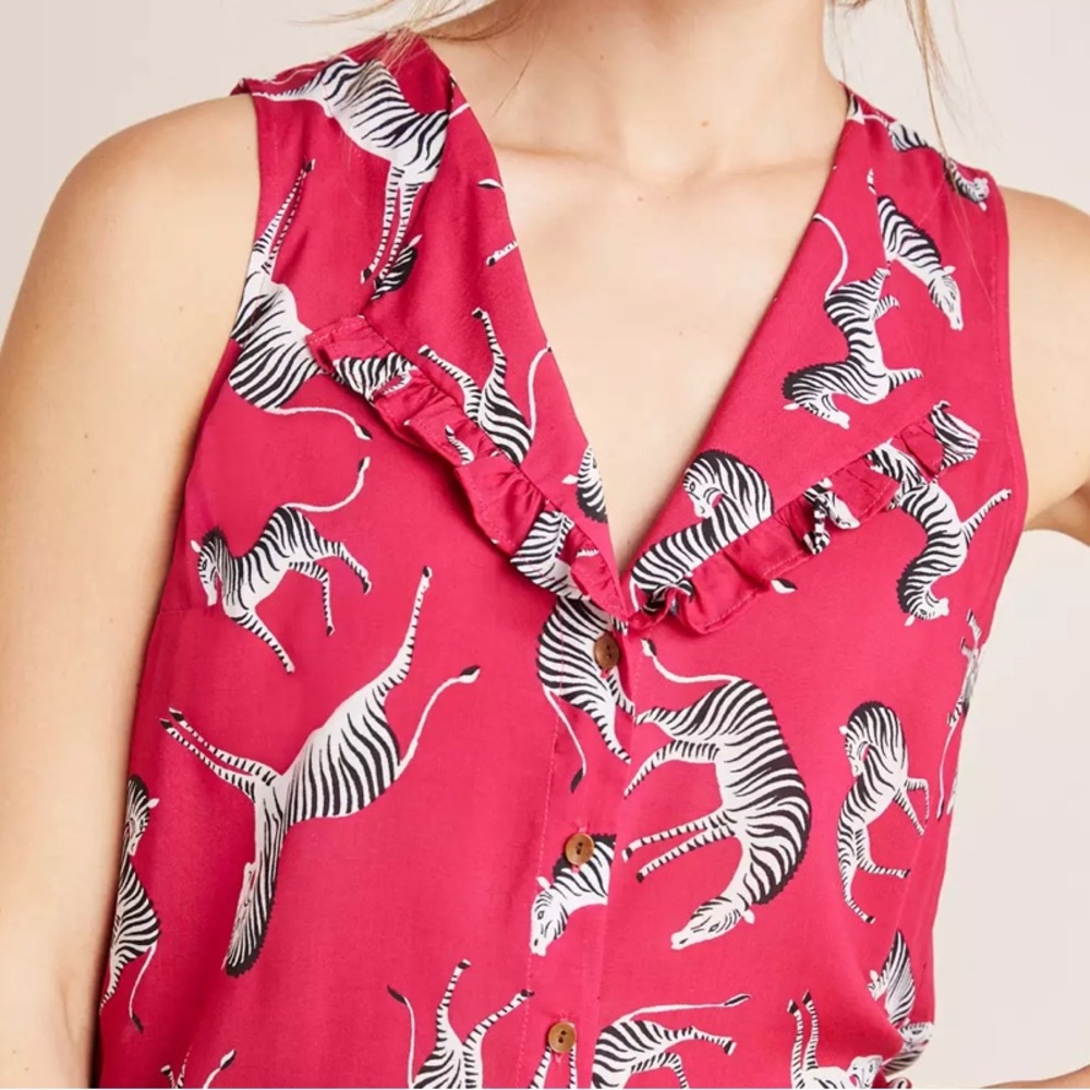 Maeve Audrey Sleeveless Ruffle Top 🦓💕